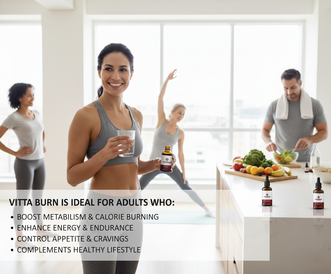 Active adults benefiting from VittaBurn - boost metabolism, enhance energy, control appetite and complement healthy lifestyle